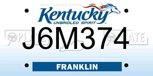 J6M374 Kentucky License Plate