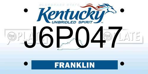 J6P047 Kentucky License Plate