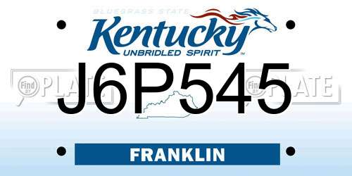 J6P545 Kentucky License Plate
