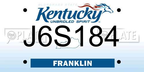 J6S184 Kentucky License Plate