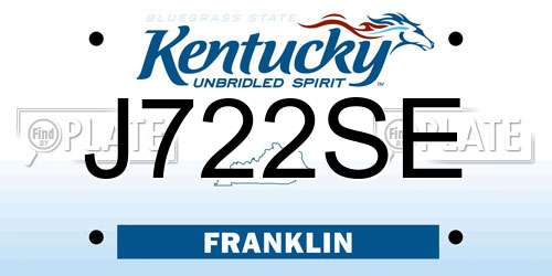 J722SE Kentucky License Plate