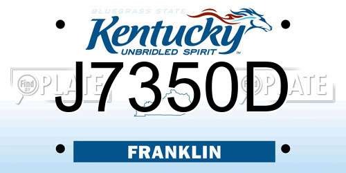 J7350D Kentucky License Plate