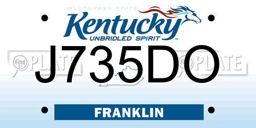 J735DO Kentucky License Plate