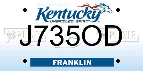 J735OD Kentucky License Plate
