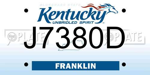 J7380D Kentucky License Plate