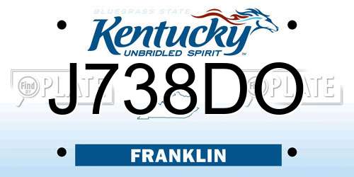 J738DO Kentucky License Plate