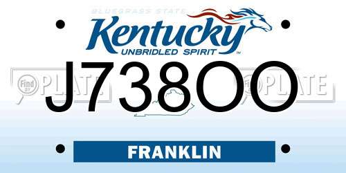 J738OO Kentucky License Plate
