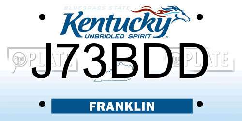 J73BDD Kentucky License Plate