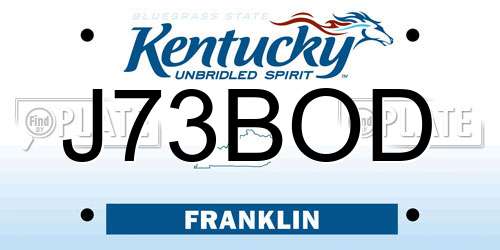 J73BOD Kentucky License Plate