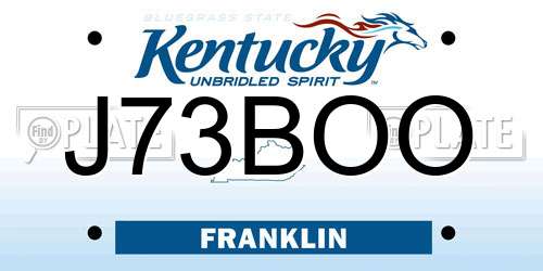 J73BOO Kentucky License Plate