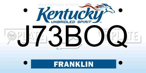 J73BOQ Kentucky License Plate
