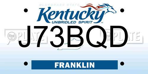 J73BQD Kentucky License Plate