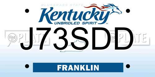 J73SDD Kentucky License Plate