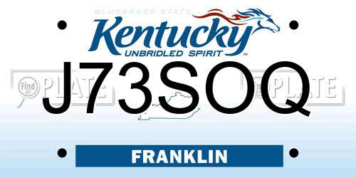 J73SOQ Kentucky License Plate