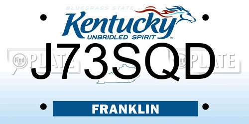 J73SQD Kentucky License Plate
