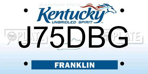 J75DBG Kentucky License Plate