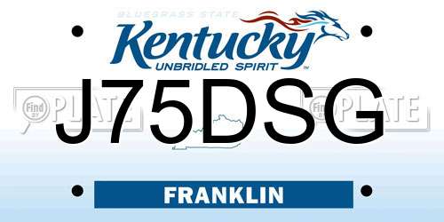 J75DSG Kentucky License Plate