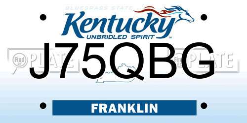 J75QBG Kentucky License Plate