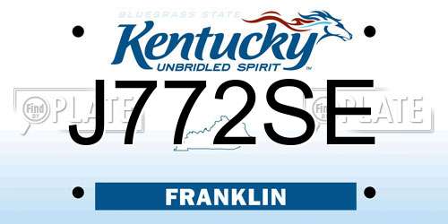 J772SE Kentucky License Plate