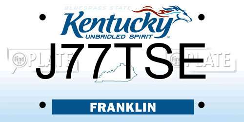 J77TSE Kentucky License Plate