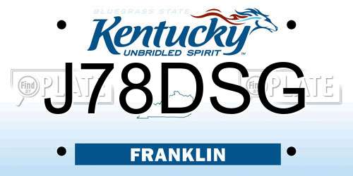 J78DSG Kentucky License Plate