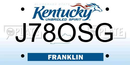 J78OSG Kentucky License Plate