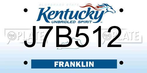 J7B512 Kentucky License Plate