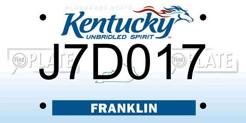 J7D017 Kentucky License Plate