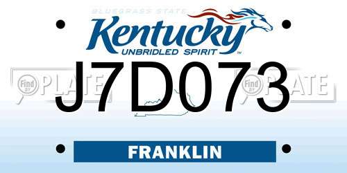 J7D073 Kentucky License Plate