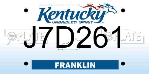 J7D261 Kentucky License Plate