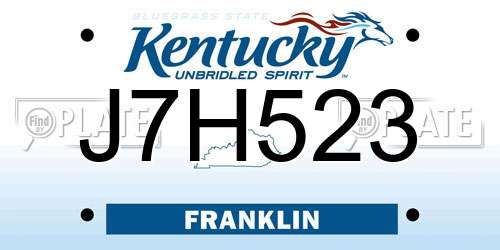 J7H523 Kentucky License Plate