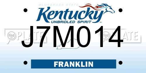 J7M014 Kentucky License Plate