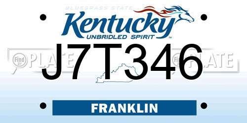 J7T346 Kentucky License Plate