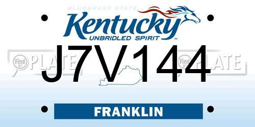 J7V144 Kentucky License Plate