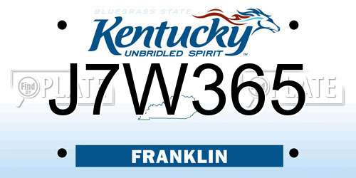 J7W365 Kentucky License Plate