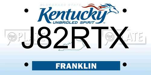 J82RTX Kentucky License Plate