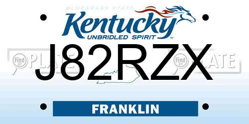 J82RZX Kentucky License Plate