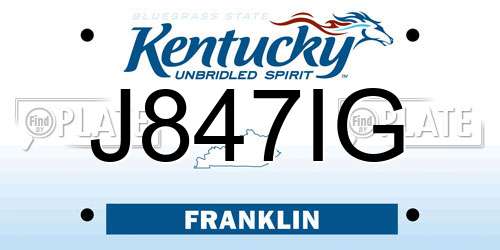 J847IG Kentucky License Plate