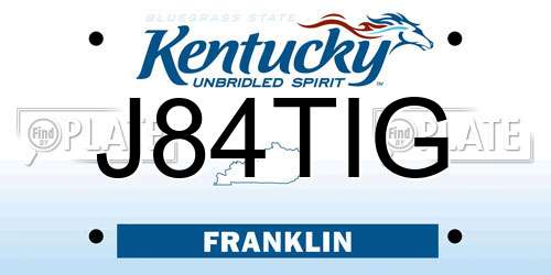 J84TIG Kentucky License Plate