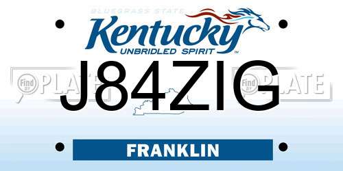 J84ZIG Kentucky License Plate