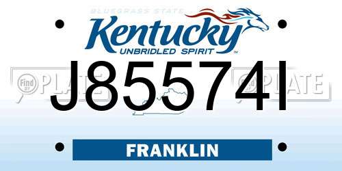 J85574I Kentucky License Plate