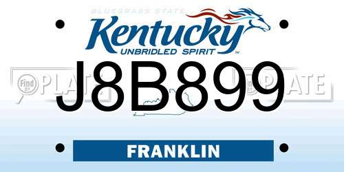 J8B899 Kentucky License Plate