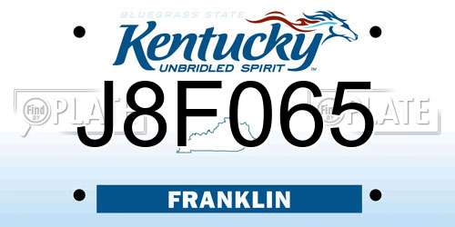 J8F065 Kentucky License Plate