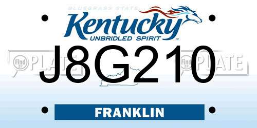 J8G210 Kentucky License Plate