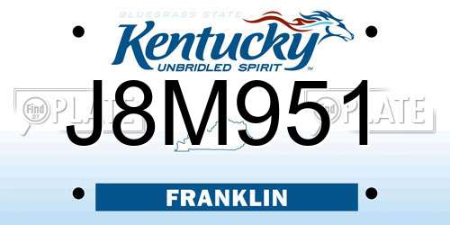 J8M951 Kentucky License Plate