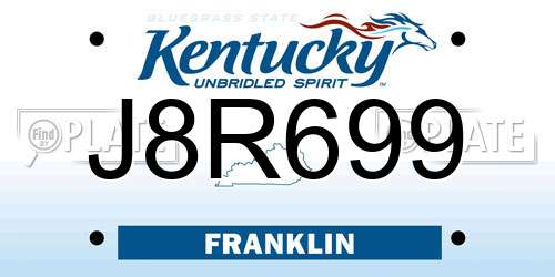 J8R699 Kentucky License Plate