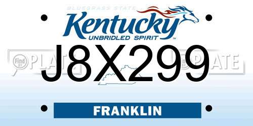 J8X299 Kentucky License Plate