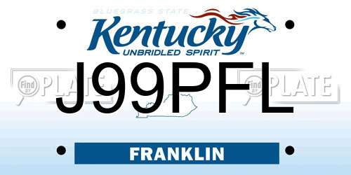 J99PFL Kentucky License Plate