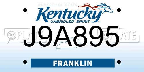 J9A895 Kentucky License Plate