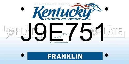 J9E751 Kentucky License Plate